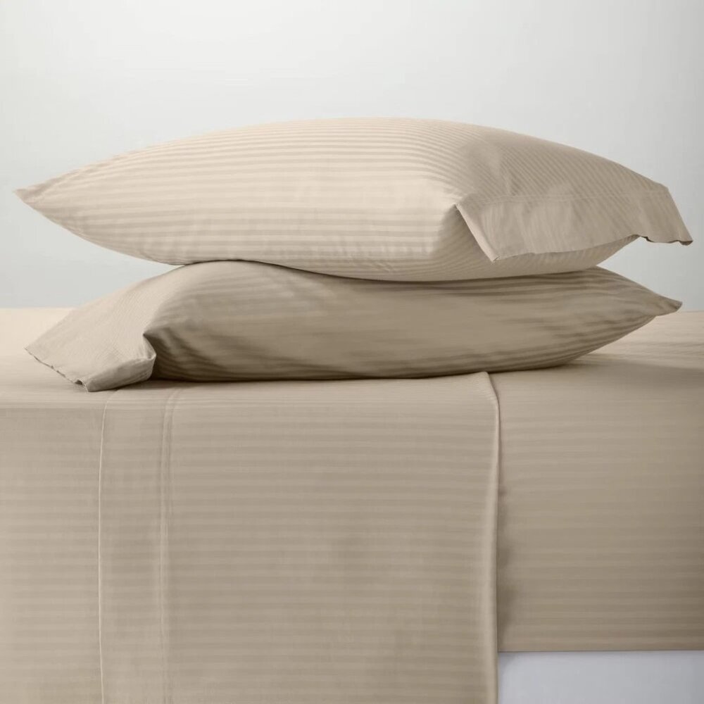 Threshold Twin XL 100% Sateen Cotton Damask Pattern Birch Gray 4 Pc Sheet Set